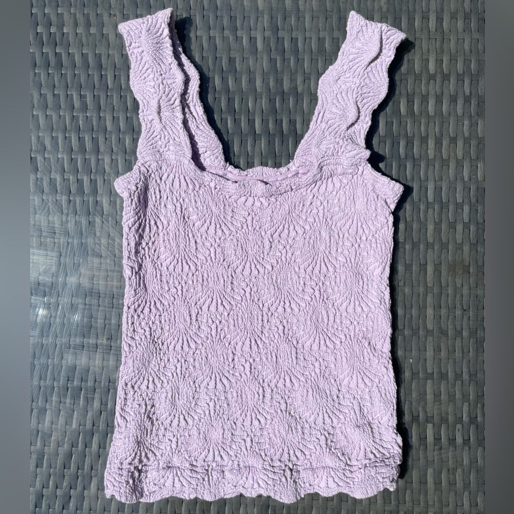 Free People Intimately medium lavender purple stretchy scallop tank top